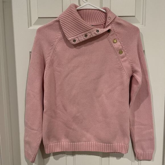 Ralph Lauren Sweaters - Lauren Ralph Lauren Small Turtleneck/Cowl Sweater Pink With Gold Snap Buttons
